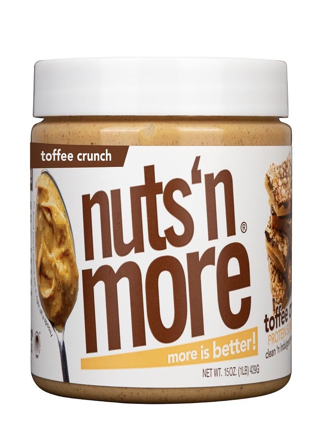 nuts'n more Nuts ‘N More Toffee Crunch Peanut Butter Spread - High Protein, Low Carb, Low Sugar, Gluten Free, Non-GMO, All-Natural Nut Butter Snack (15oz Jar) - Image 1